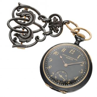 Rare Swiss blackened stainless steel pendant watch Circa 1896