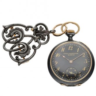 Rare Swiss blackened stainless steel pendant watch Circa 1896
