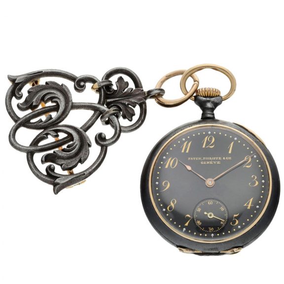 Rare Swiss blackened stainless steel pendant watch Circa 1896 Rare Swiss blackened stainless steel pendant watch Circa 1896