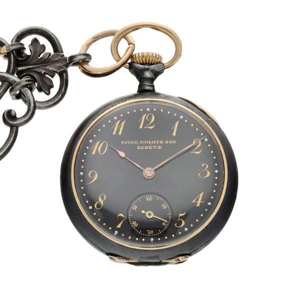 Rare Swiss blackened stainless steel pendant watch Circa 1896