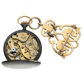 Rare Swiss blackened stainless steel pendant watch Circa 1896