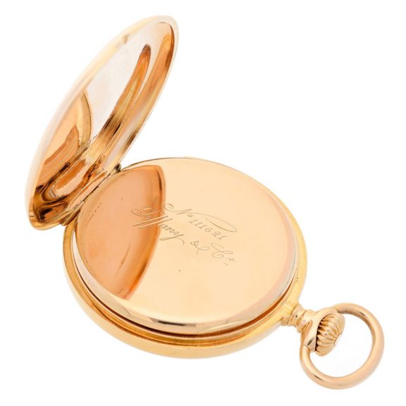 Swiss gold five minute repeating lever watch Circa 1899 Swiss gold five minute repeating lever watch Circa 1899