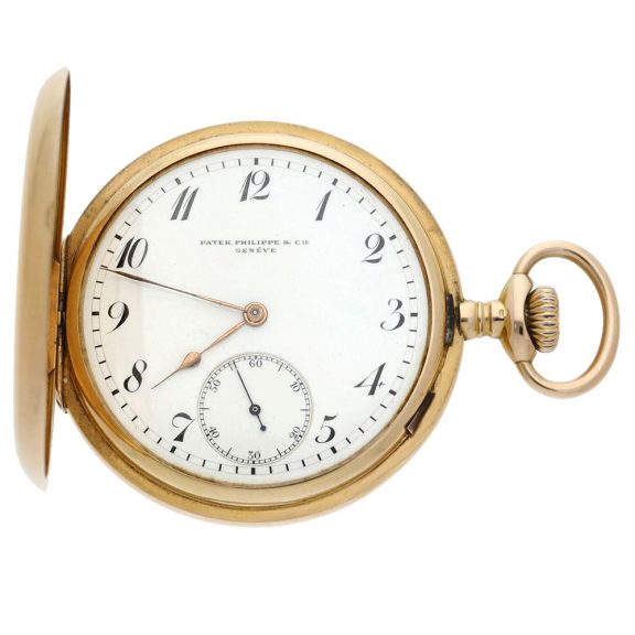 Swiss 18K gold hunting cased keyless lever watch Circa 1890