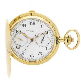 Swiss gold pocket chronograph watch with register Circa 1900