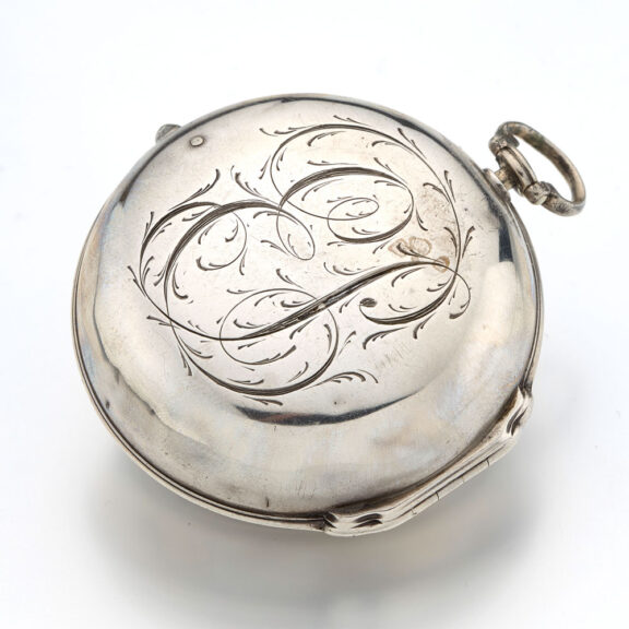 English silver champleve dial verge with date Circa 1730 English silver champleve dial verge with date Circa 1730