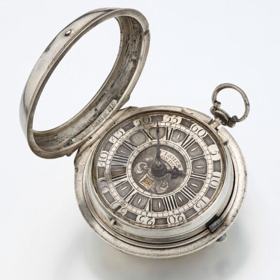 English silver champleve dial verge with date Circa 1730 English silver champleve dial verge with date Circa 1730