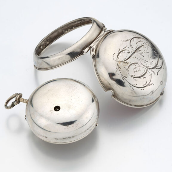English silver champleve dial verge with date Circa 1730 English silver champleve dial verge with date Circa 1730
