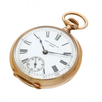 Pink gold Swiss Patek Philippe open faced watch Circa 1910