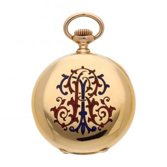 Pink gold Swiss Patek Philippe open faced watch Circa 1910