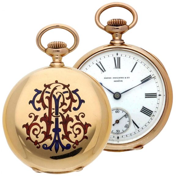 Pink gold Swiss Patek Philippe open faced watch Circa 1910