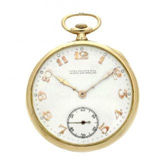 Swiss 18 carat gold open faced keyless lever watch Circa 1925