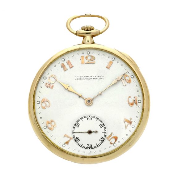 Swiss 18 carat gold open faced keyless lever watch Circa 1925
