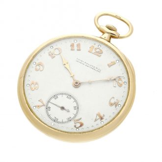 Swiss 18 carat gold open faced keyless lever watch Circa 1925