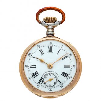 Swiss yellow gold open faced lady's pocket watch Circa 1905