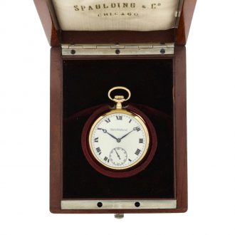 Swiss yellow gold open faced keyless dress watch Circa 1915