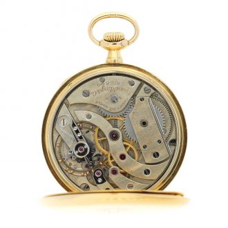 Swiss yellow gold open faced keyless dress watch Circa 1915