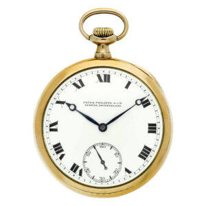 Swiss yellow gold open faced keyless dress watch Circa 1915