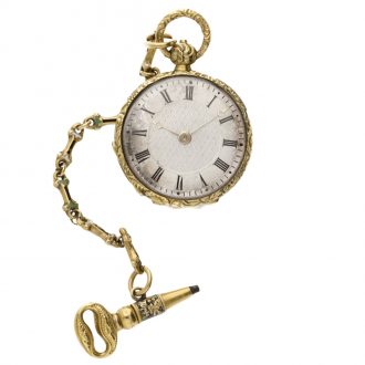Swiss gold and enamel miniature cylinder watch Circa 1830