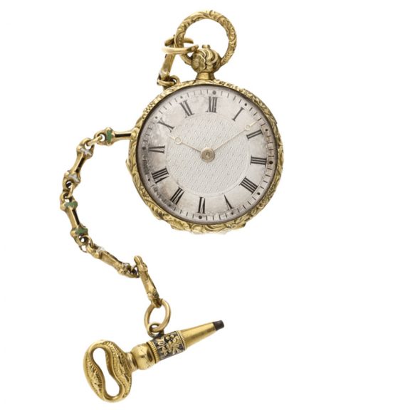 Swiss gold and enamel miniature cylinder watch Circa 1830 Swiss gold and enamel miniature cylinder watch Circa 1830