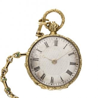 Swiss gold and enamel miniature cylinder watch Circa 1830