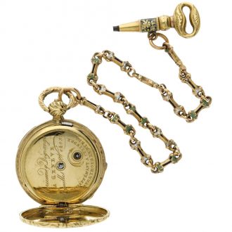 Swiss gold and enamel miniature cylinder watch Circa 1830