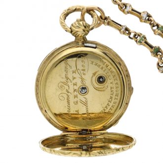 Swiss gold and enamel miniature cylinder watch Circa 1830