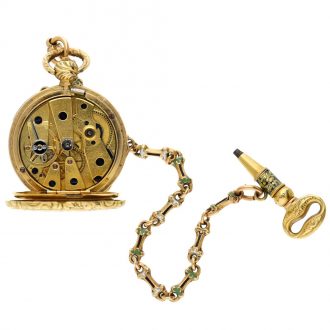 Swiss gold and enamel miniature cylinder watch Circa 1830