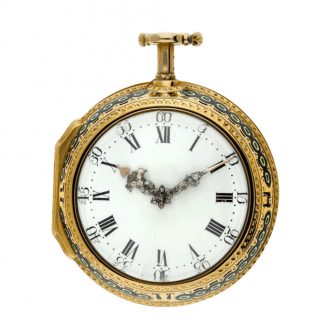 English gold pair cased half quarter repeating watch Circa 1760