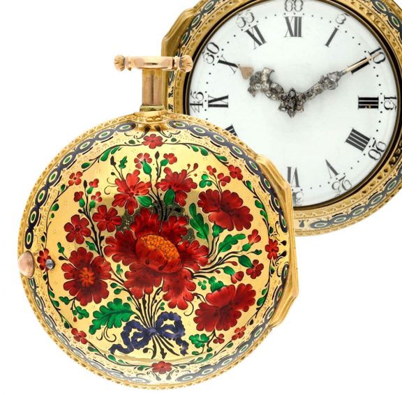 English gold pair cased half quarter repeating watch Circa 1760