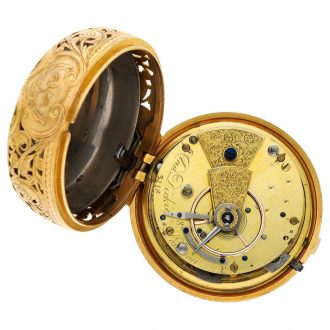 English gold pair cased half quarter repeating watch Circa 1760
