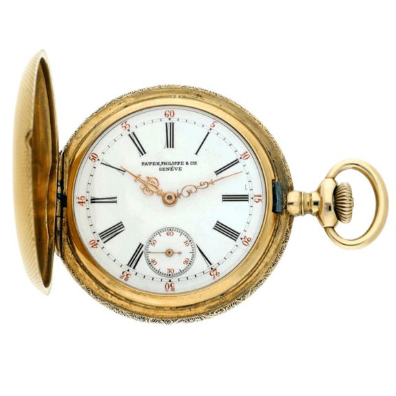 Swiss 18K yellow gold hunting cased pocket watch Circa 1900
