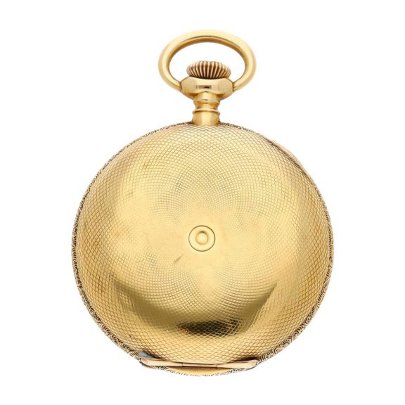 Swiss 18K yellow gold hunting cased pocket watch Circa 1900 Swiss 18K yellow gold hunting cased pocket watch Circa 1900