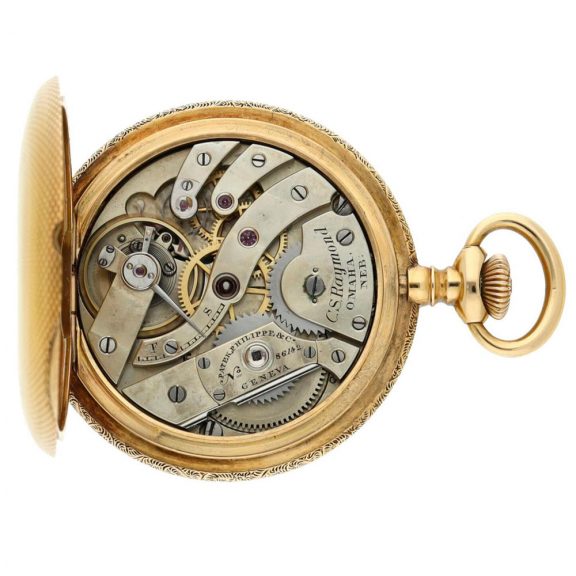 Swiss 18K yellow gold hunting cased pocket watch Circa 1900 Swiss 18K yellow gold hunting cased pocket watch Circa 1900