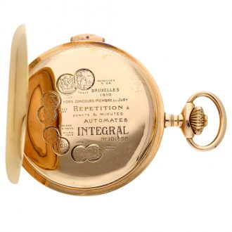Swiss minute repeating full hunter automaton watch Circa 1915 Swiss minute repeating full hunter automaton watch Circa 1915
