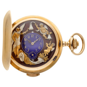 Swiss minute repeating full hunter automaton watch Circa 1915