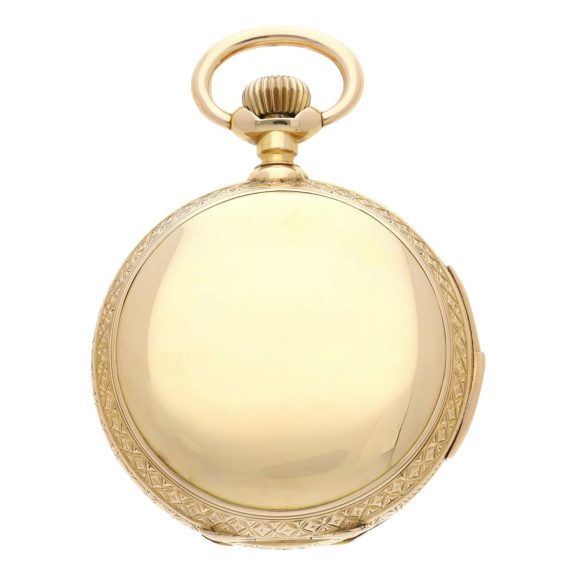 Swiss gold minute repeating automaton pocket watch Circa 1890 Swiss gold minute repeating automaton pocket watch Circa 1890