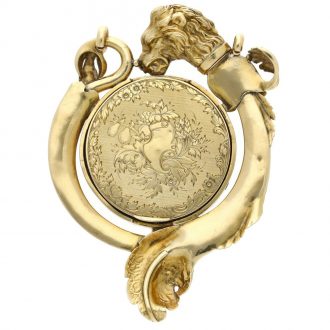 Swiss yellow gold, enamel, and diamond set watch Circa 1860