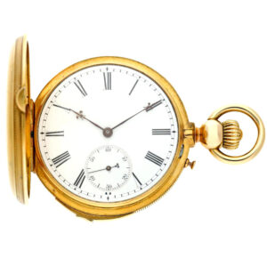 Swiss yellow gold minute repeating hunting cased watch Circa 1875