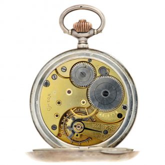 Swiss silver hunting cased pocket watch with braille indices Circa 1915