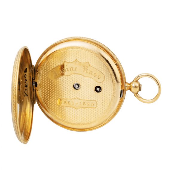Swiss 18K gold and enamel lady's pocket watch Circa 1875 Swiss 18K gold and enamel lady's pocket watch Circa 1875
