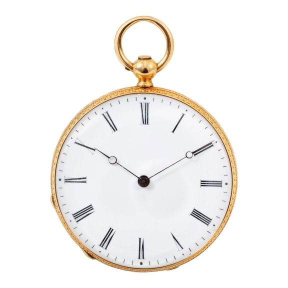 Swiss 18K gold and enamel lady's pocket watch Circa 1875 Swiss 18K gold and enamel lady's pocket watch Circa 1875