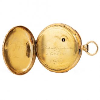 Swiss 18K yellow gold key wind lever pocket watch Circa 1841