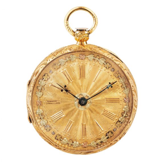 Swiss 18K yellow gold key wind lever pocket watch Circa 1841