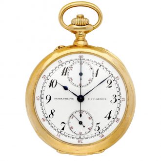A Swiss 18K gold single button chronograph watch Circa 1900