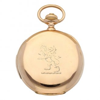 Swiss 18K gold hunting cased minute repeating watch Circa 1920