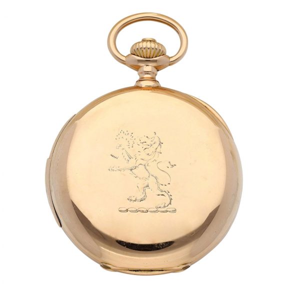 Swiss 18K gold hunting cased minute repeating watch Circa 1920 Swiss 18K gold hunting cased minute repeating watch Circa 1920
