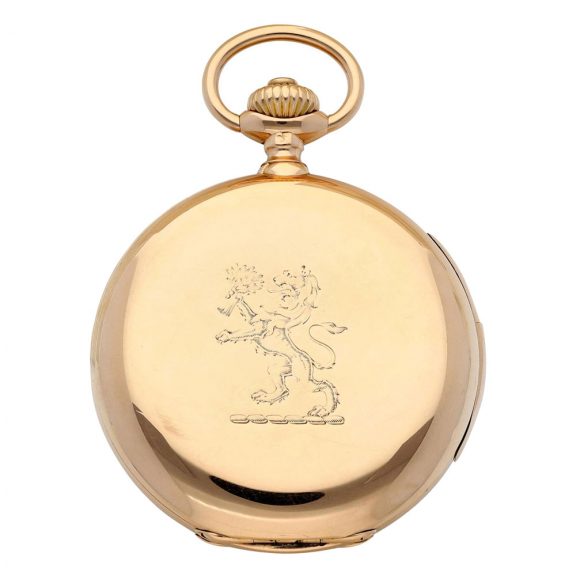 Swiss 18K gold hunting cased minute repeating watch Circa 1920 Swiss 18K gold hunting cased minute repeating watch Circa 1920