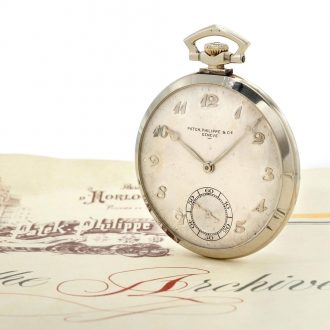 Swiss white gold open faced Murat style pocket watch Circa 1929