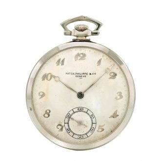 Swiss white gold open faced Murat style pocket watch Circa 1929