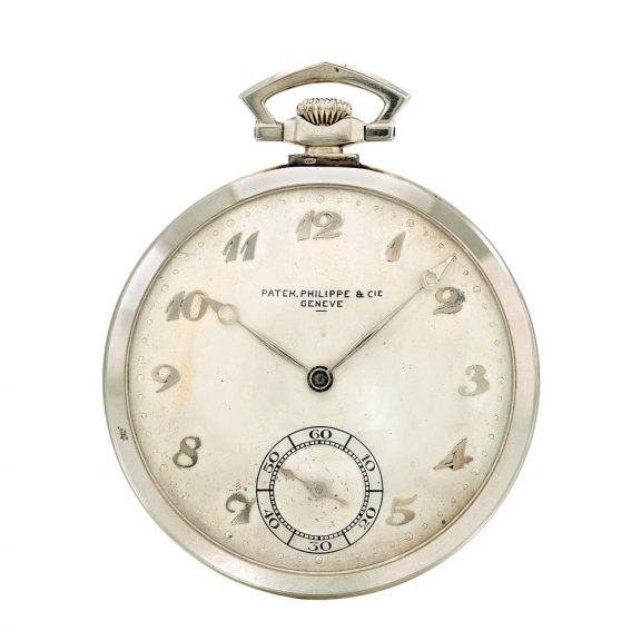 Swiss white gold open faced Murat style pocket watch Circa 1929